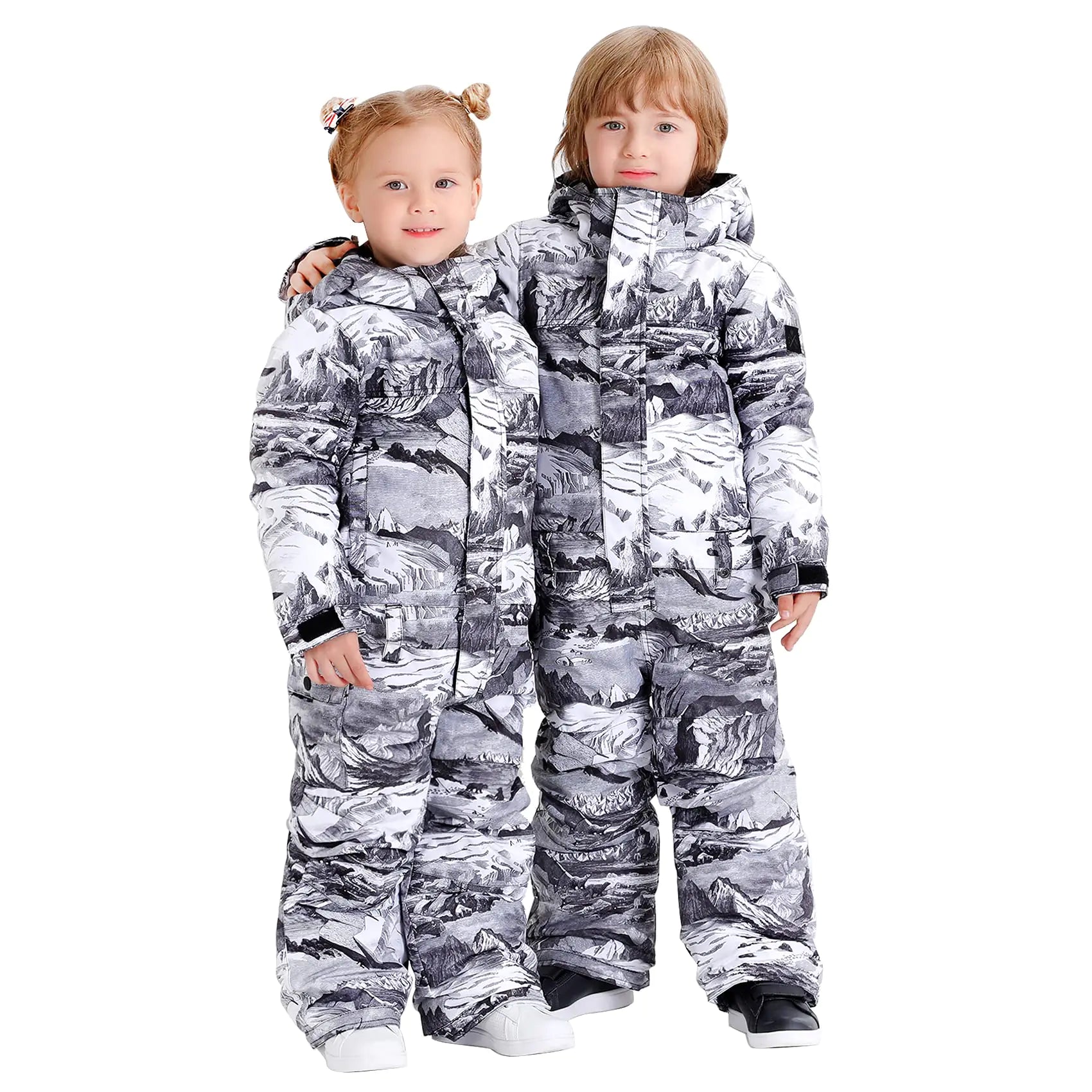 GSOU SNOW Ski Suit Kids Snowsuit One Piece Boys Girls Snowboard Suit Ski Jumpsuits Coveralls Waterproof Windproof
