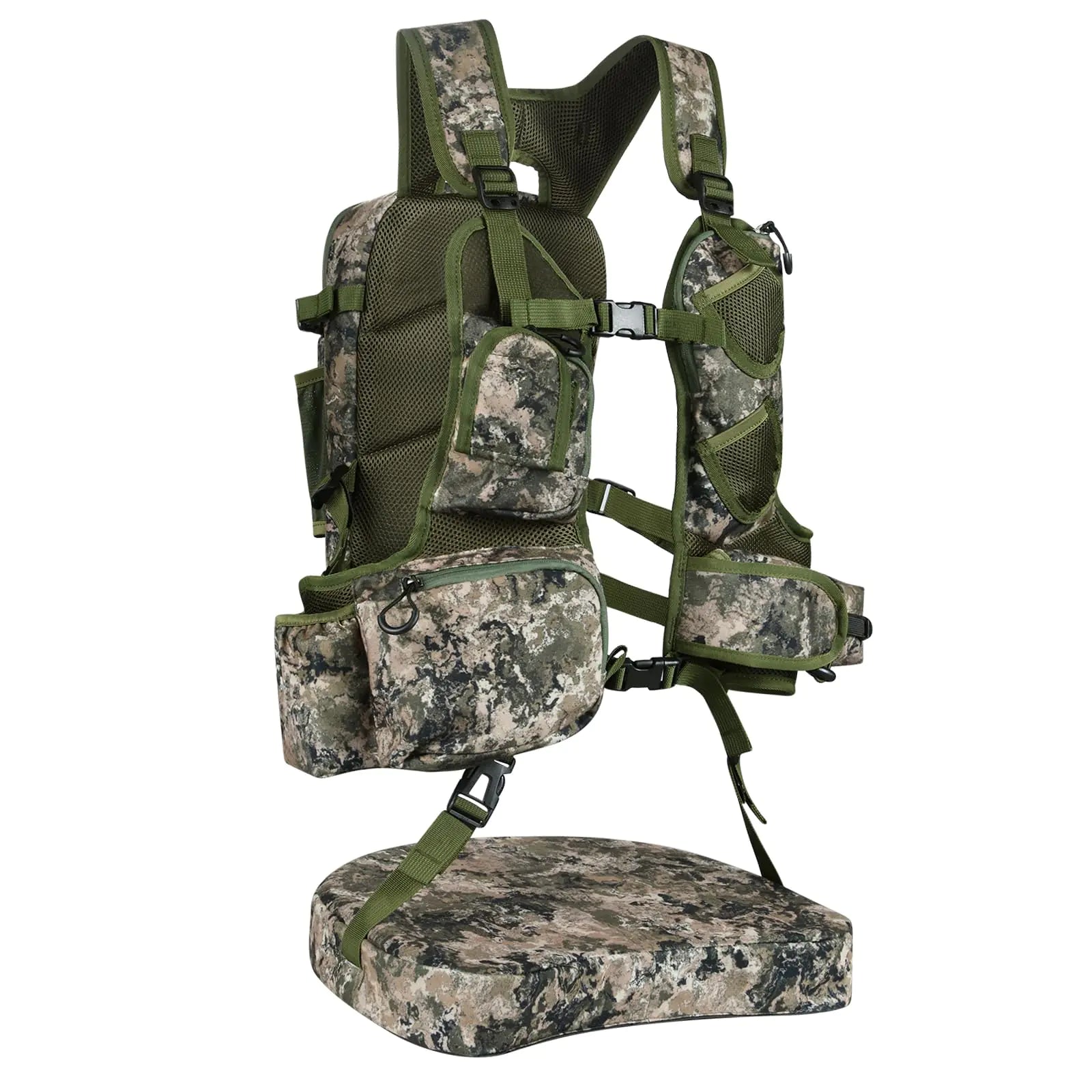 UIIHUNT Turkey Hunting Vest with Seat: Lightweight Turkey Hunting Vest with Game Pouch Adjustable Turkey Hunting Gear Turkey Hunting Accessories Turkey Vest Hunting Clothes for Men Women