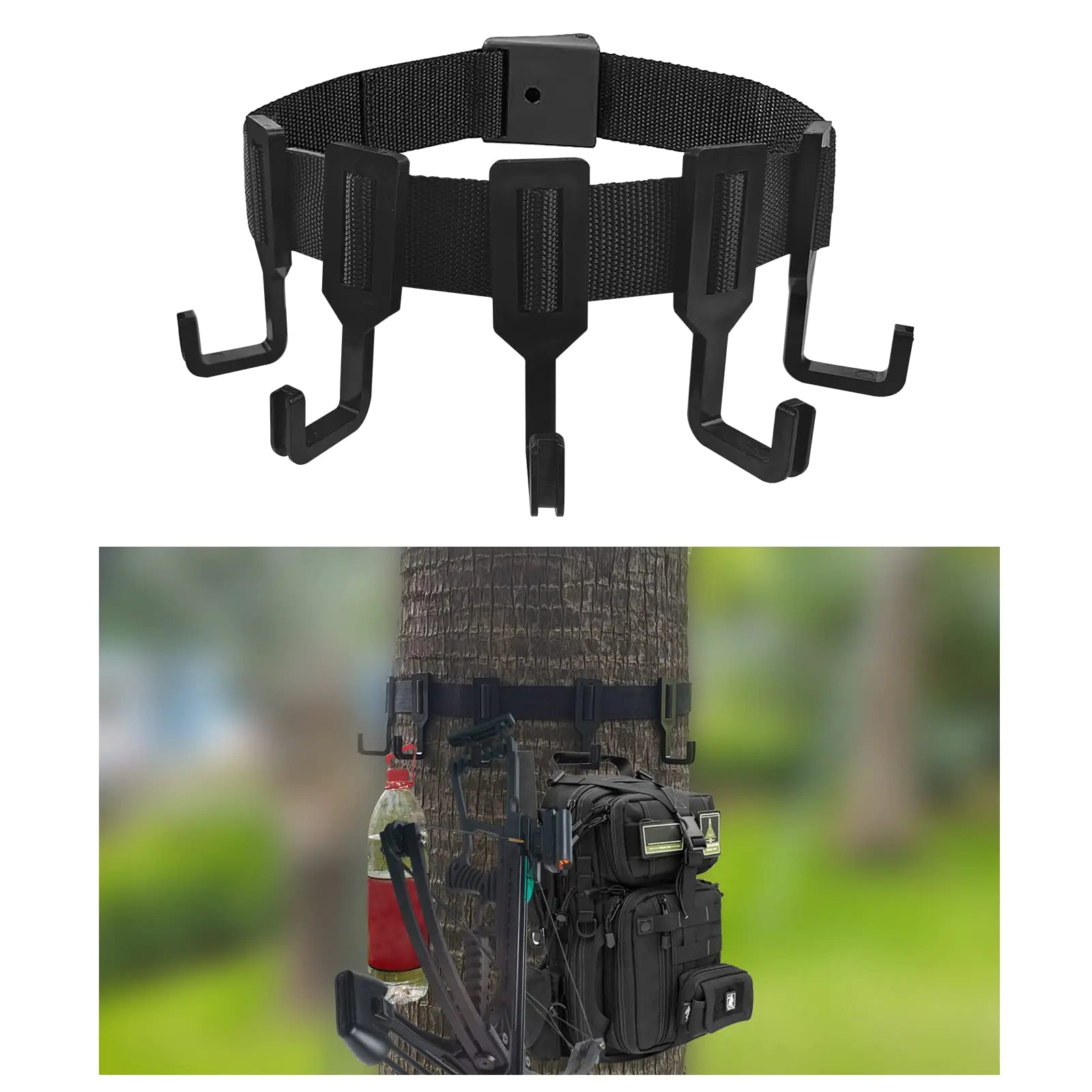 Sailortenx Treestand Strap Gear Hangers with 5 Large Hooks Lightweight Multi-Hook Accessory Holder Outdoor Tree Stand Bow & Gear Hanger for Hunting Camping Hiking