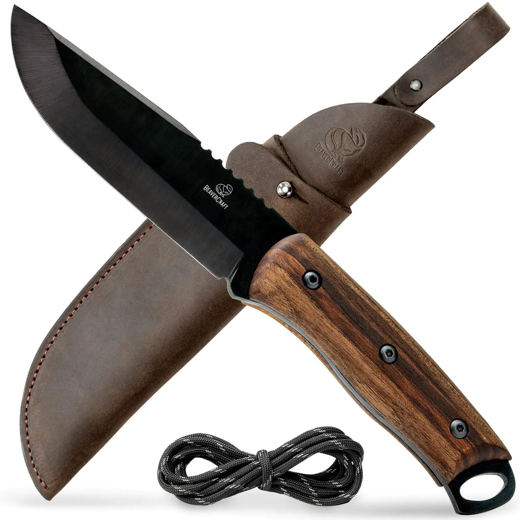 BeaverCraft Bushcraft Knife Full Tang Fixed Blade Camping Knife Survival Knife - Camp Knife Carbon Steel - Bush Knife with Sheath for Belt BSH4 Dusk Hiking Knife Camping Knives & Tools Bushcraft Gear