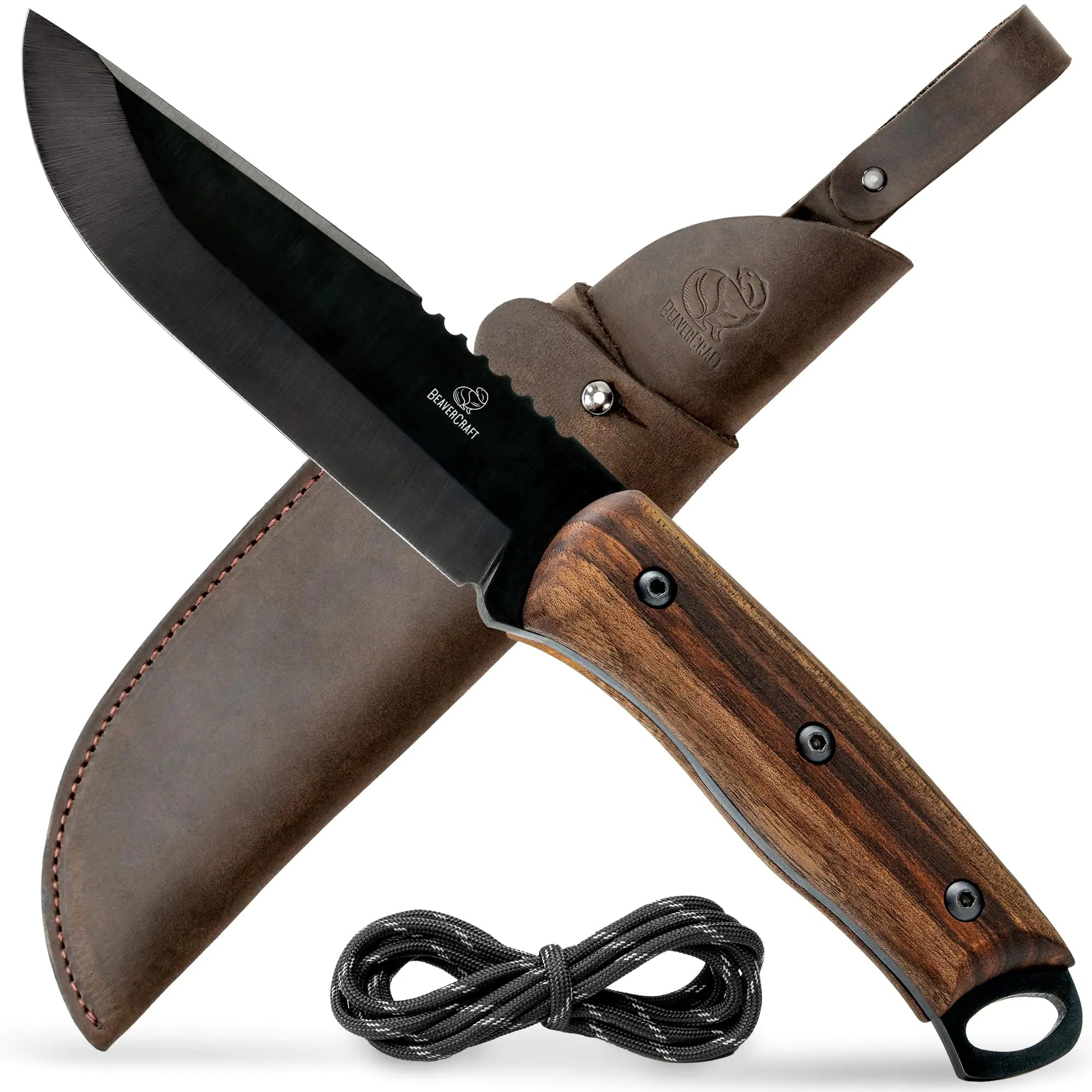 BeaverCraft Bushcraft Knife Full Tang Fixed Blade Camping Knife Survival Knife - Camp Knife Carbon Steel - Bush Knife with Sheath for Belt BSH4 Dusk Hiking Knife Camping Knives & Tools Bushcraft Gear