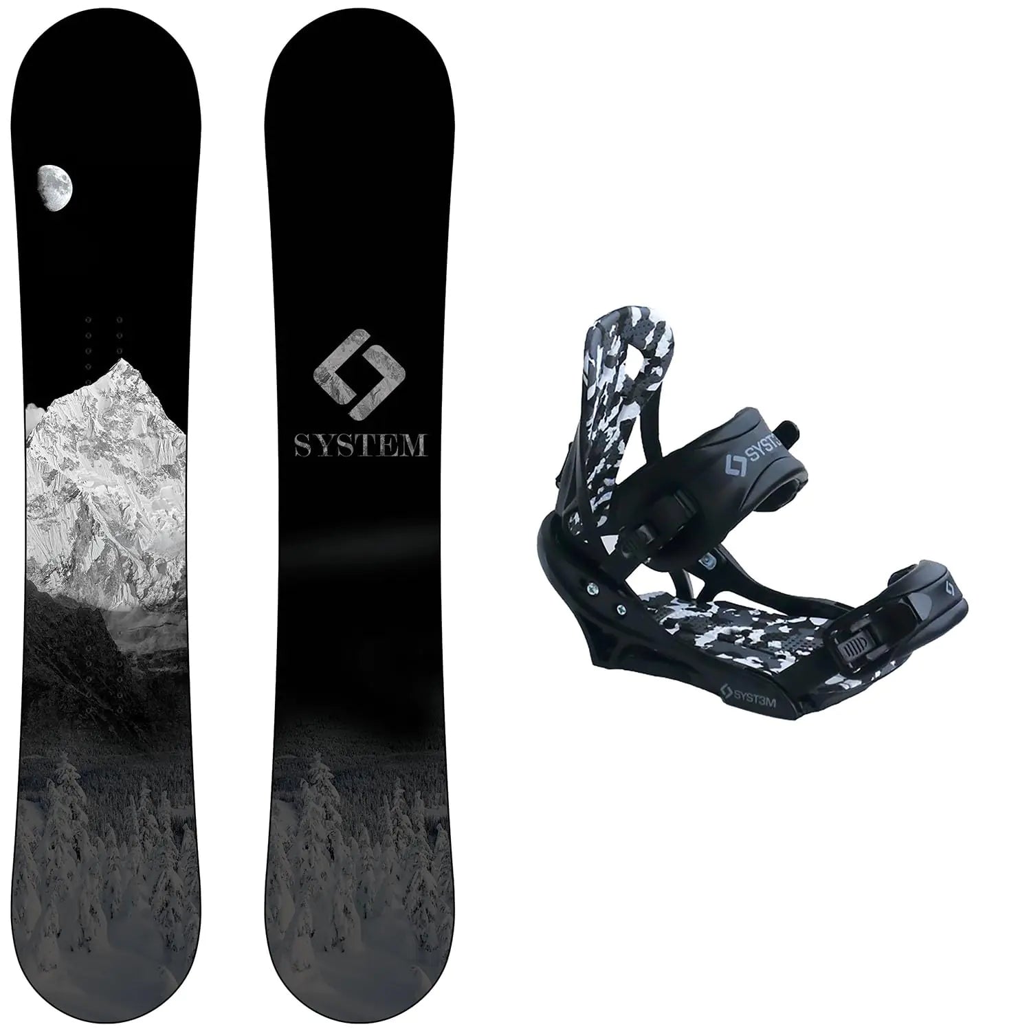 System MTN Snowboard with APX Bindings Mens Snowboard Package 138 cm