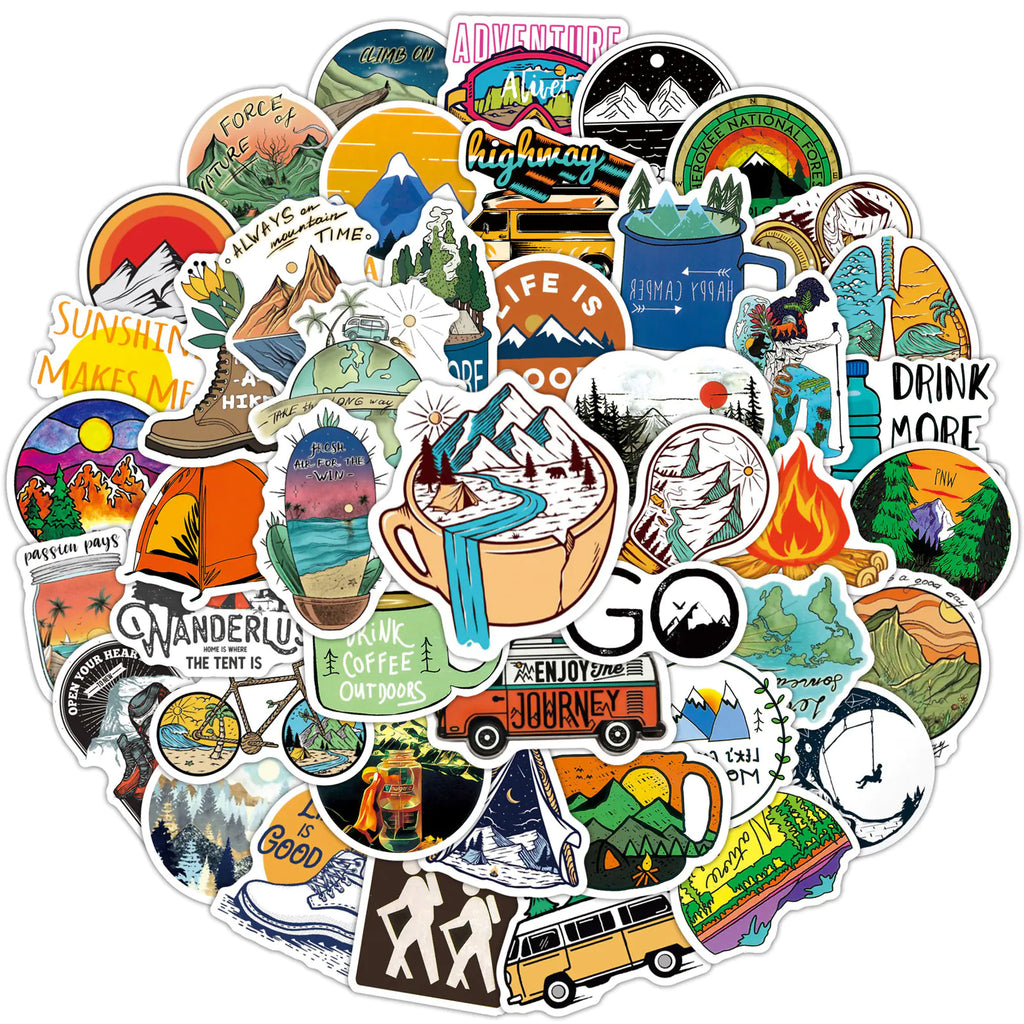 100 Camping Stickers for Outdoor Adventures and Gear