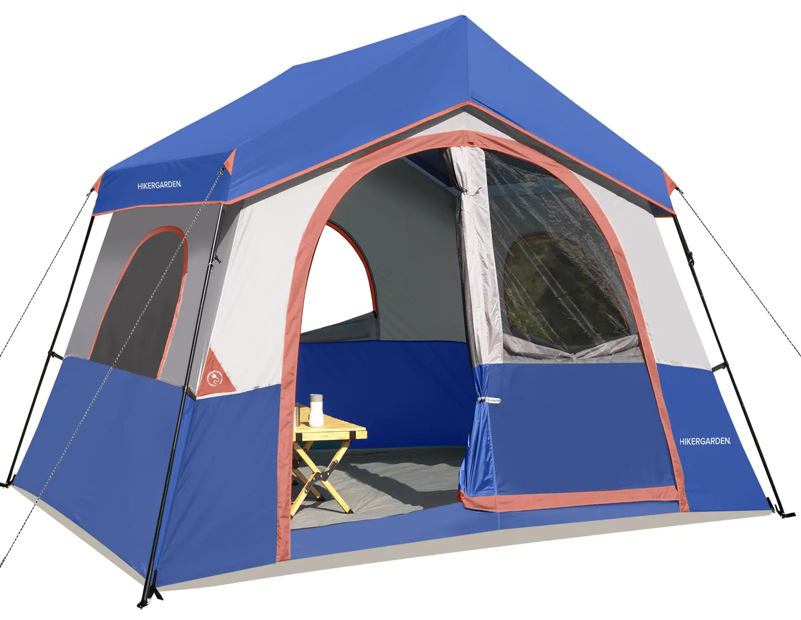 HIKERGARDEN 8 Person Camping Tent - Portable Family Cabin Tent for Camp Windproof Fabric Camp Tent Outdoor for Hiking Backpacking Traveling-12x9x80in(H) (Navy Blue)