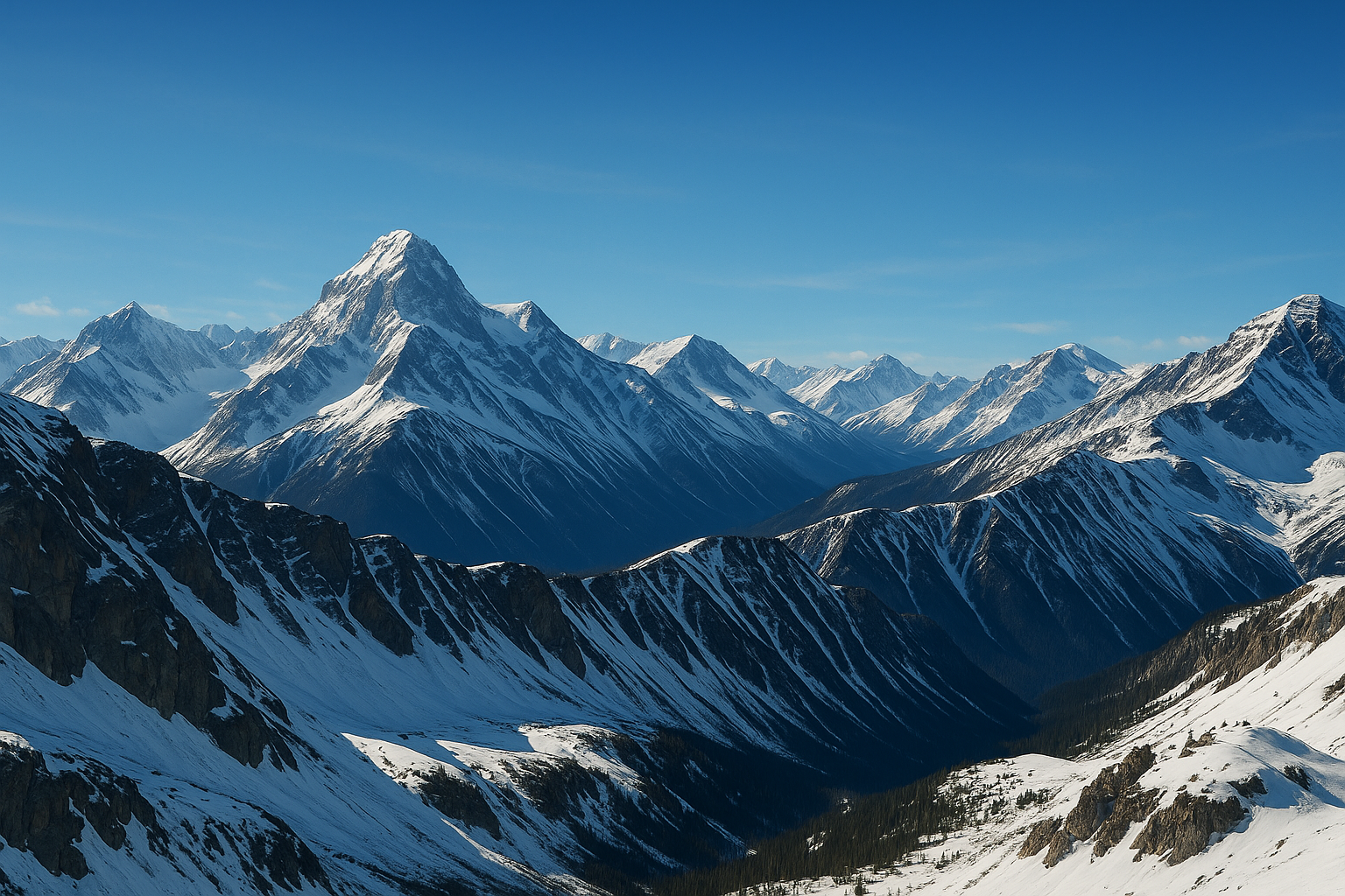 make a picture of the rocky mountains with snow on top