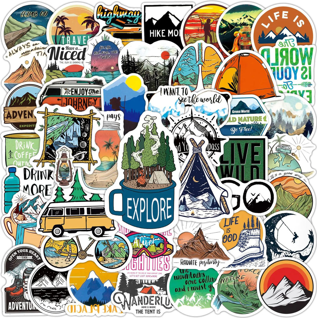 100 Camping Stickers for Outdoor Adventures and Gear