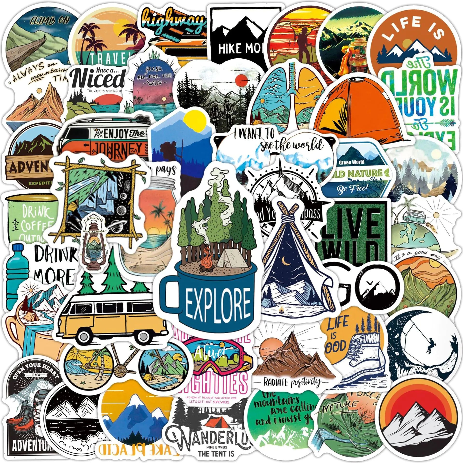 100 Camping Stickers for Outdoor Adventures and Gear